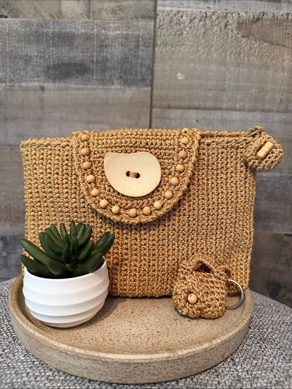 Crochet Bag with mini keychain